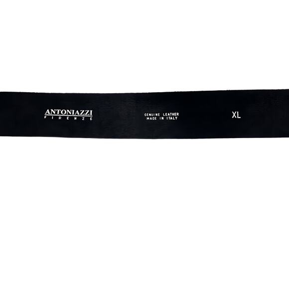 ANTONIAZZI FIRENZE Italy XL Black Leather Belt 1.5” Wide Silver Buckle Crystals - Picture 7 of 10